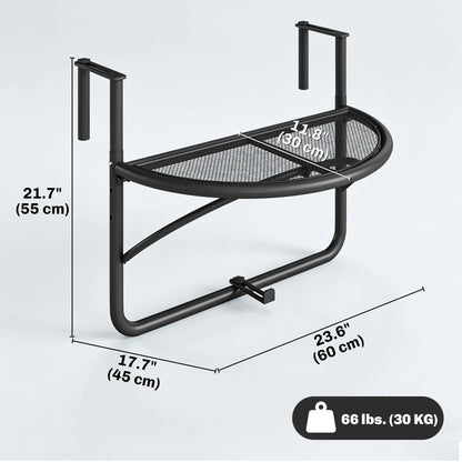 Adjustable Balcony Hanging Rail Table, Metal Mounting Mini Wall Desk, Black Balcony Table Hanging at Gallery Canada