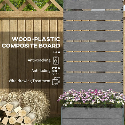 Raised Garden Bed With Trellis, Elevated Planter Box, 28" x 15" x 59", Dark Grey