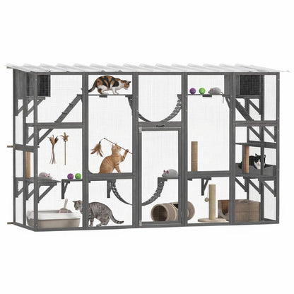 74"H Walk-in Cat Enclosure, Waterproof Roof, 2 Condos, 6 Platforms Outdoor Cat Enclosures at Gallery Canada