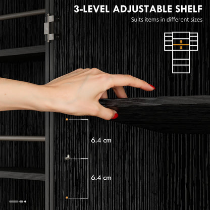 72 Inch Kitchen Pantry Cabinet, 4 Doors, Drawer, Shelves, Black Kitchen Pantry Cabinets at Gallery Canada
