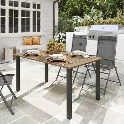 59" Outdoor Patio Table with Umbrella Hole, Slatted Tabletop, Brown Patio Dinning Tables at Gallery Canada