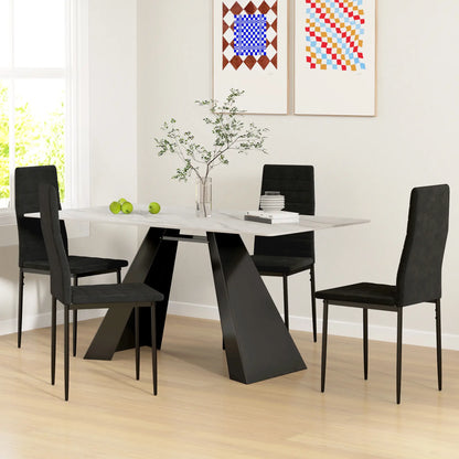 Modern Dining Chairs, Set of 4, High Back Upholstery, Metal Legs, Black Dining Chairs at Gallery Canada