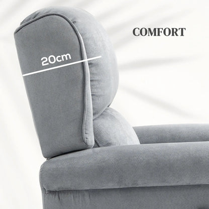 Push Back Recliner Chair, Vibration Massage, Extendable Footrest, Remote, Pocket, Grey Single Sofas at Gallery Canada