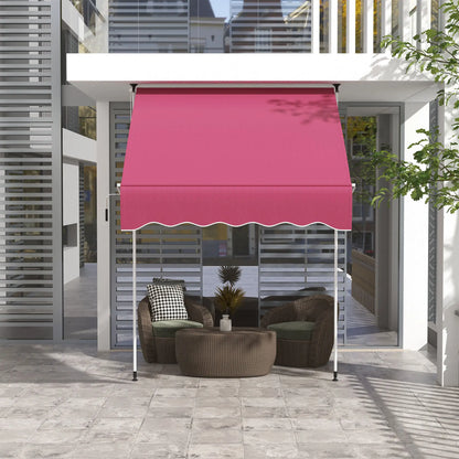 6.6'x5' Manual Retractable Patio Awning, Water Resistant, UV Protector, Wine Red Patio Awnings at Gallery Canada