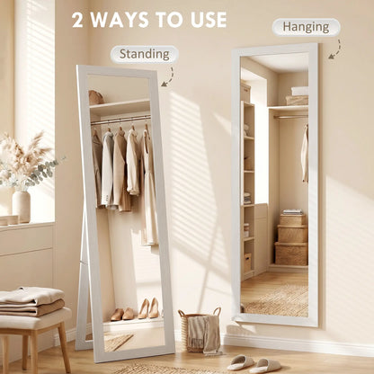 15" x 62" Full Length Mirror for Bedroom, Free Standing Dressing Mirror, Wall Mirror for Living Room, White Full Length Mirrors at Gallery Canada