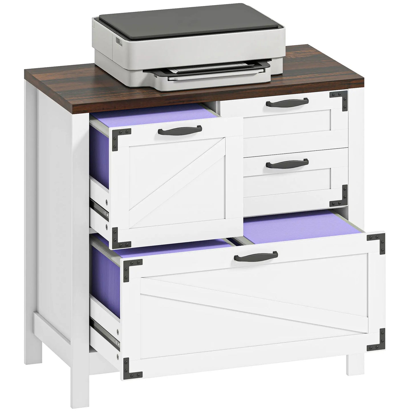 Lateral Filing Cabinet, 4 Drawers, Fits Letter/A4/Legal Files, White Office Cabinets & Cupboards at Gallery Canada