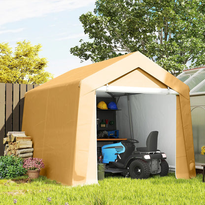 10' x 10' Outdoor Storage Shed, Portable Garage, Roll-up Door, Beige Portable Shed at Gallery Canada