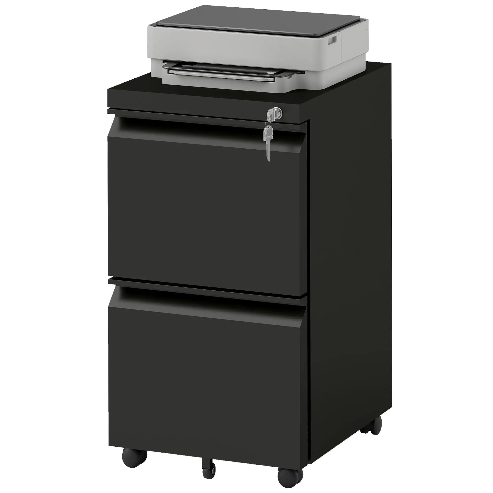 Mobile Vertical Filing Cabinet, 2-Drawer, Adjustable Hanging Bar, Letter, A4, Legal Size, Black Office Cabinets & Cupboards Black at Gallery Canada
