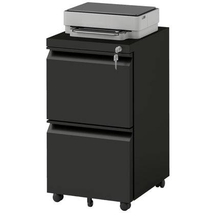 Mobile Vertical Filing Cabinet, 2-Drawer, Adjustable Hanging Bar, Letter, A4, Legal Size, Black Office Cabinets & Cupboards Black at Gallery Canada