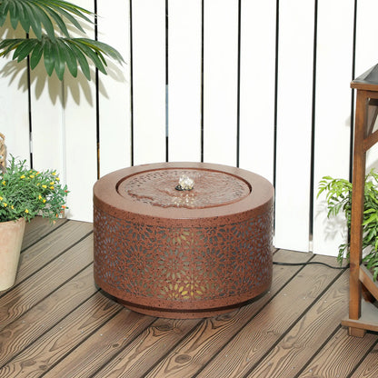 Outdoor Water Fountain with LED Lights, 10" Tall, Adjustable Flow, Brown Water Fountains at Gallery Canada