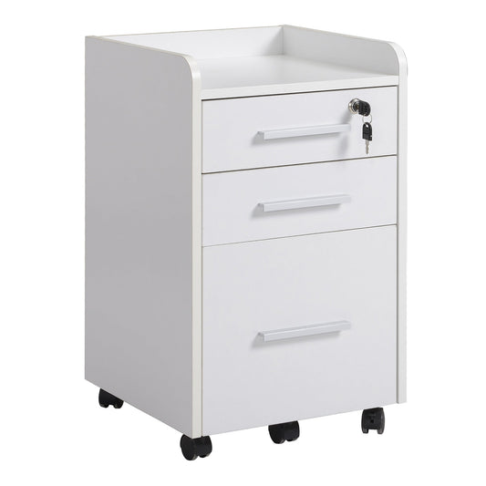 Vertical Filing Cabinet 3-Drawer, Mobile File Cabinet with Lock and Wheels for A4 Letter Size, White - Gallery Canada
