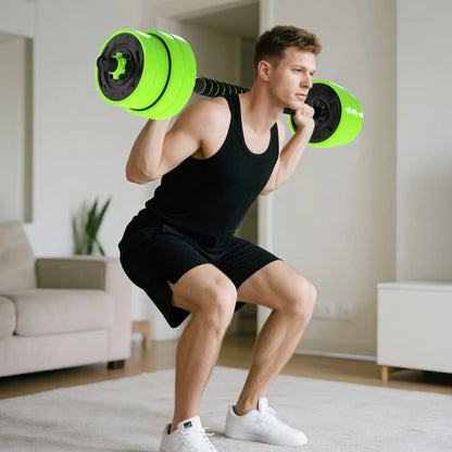 66lbs 4-in-1 Adjustable Dumbbell Set, Barbell, Kettlebell, Green Dumbbells & Barbells at Gallery Canada