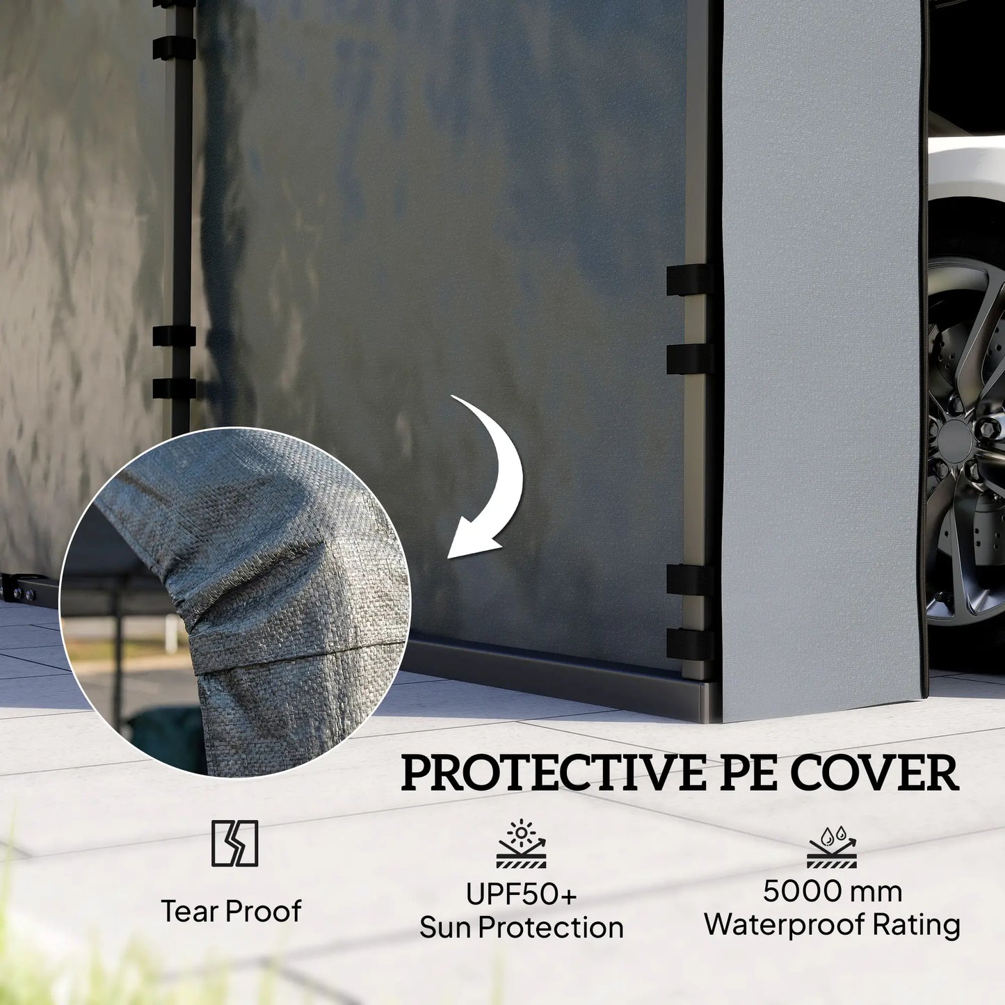 Replacement Canopy Cover, 10' x 15', Waterproof Carport Shelter, Dark Grey Car Shelters at Gallery Canada