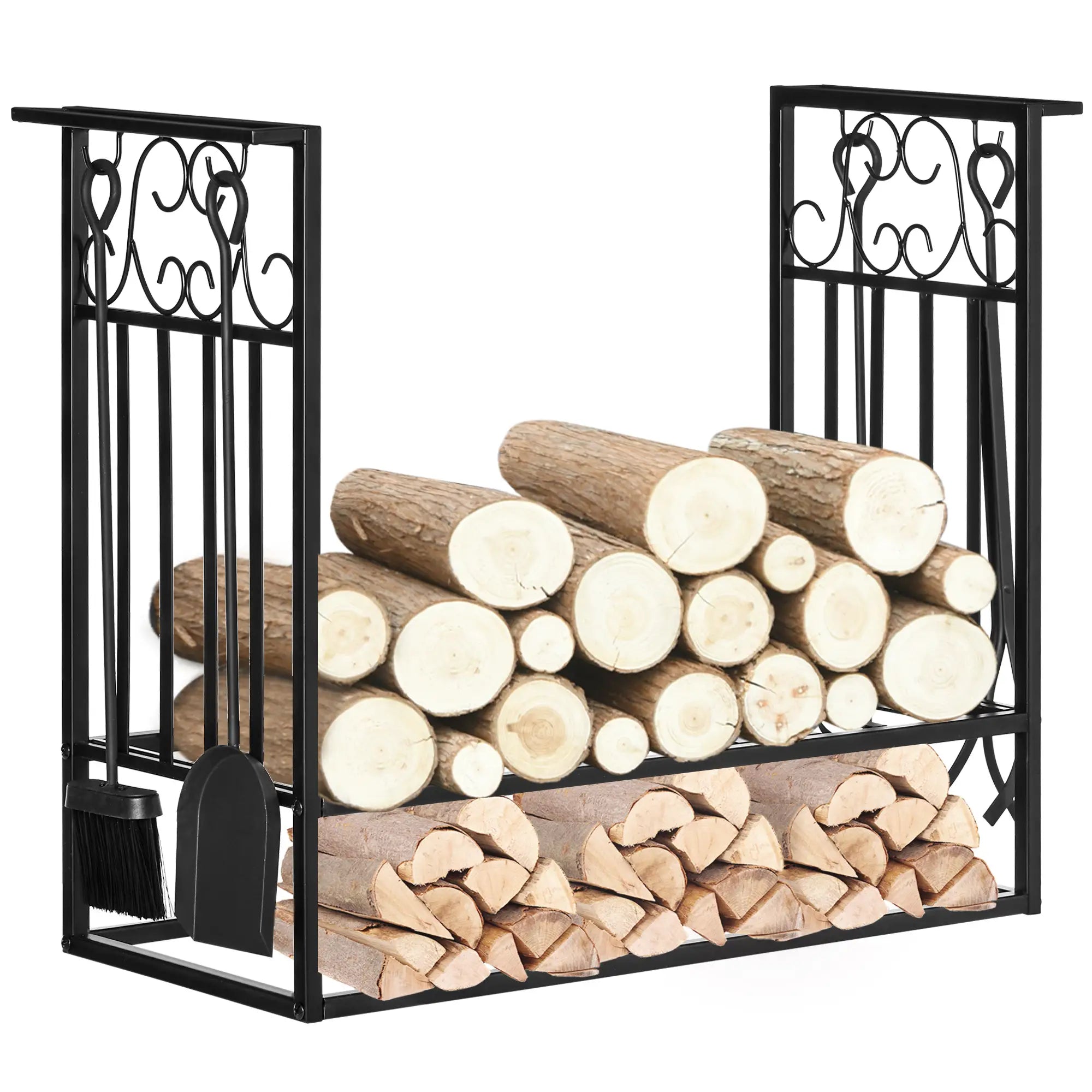 Heavy Duty Firewood Log Rack, Vintage Design, Black Firewood Racks Black at Gallery Canada