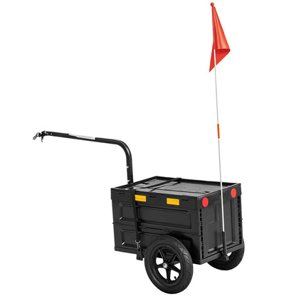 Bike Trailer, Foldable Storage Box With Lid, Quick Release Wheels Bike Cargo Trailers Black at Gallery Canada