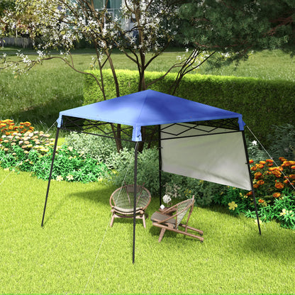 7' x 7' Foldable Pop Up Gazebo Tent, Adjustable Legs, Black, Blue Pop Up Canopies at Gallery Canada