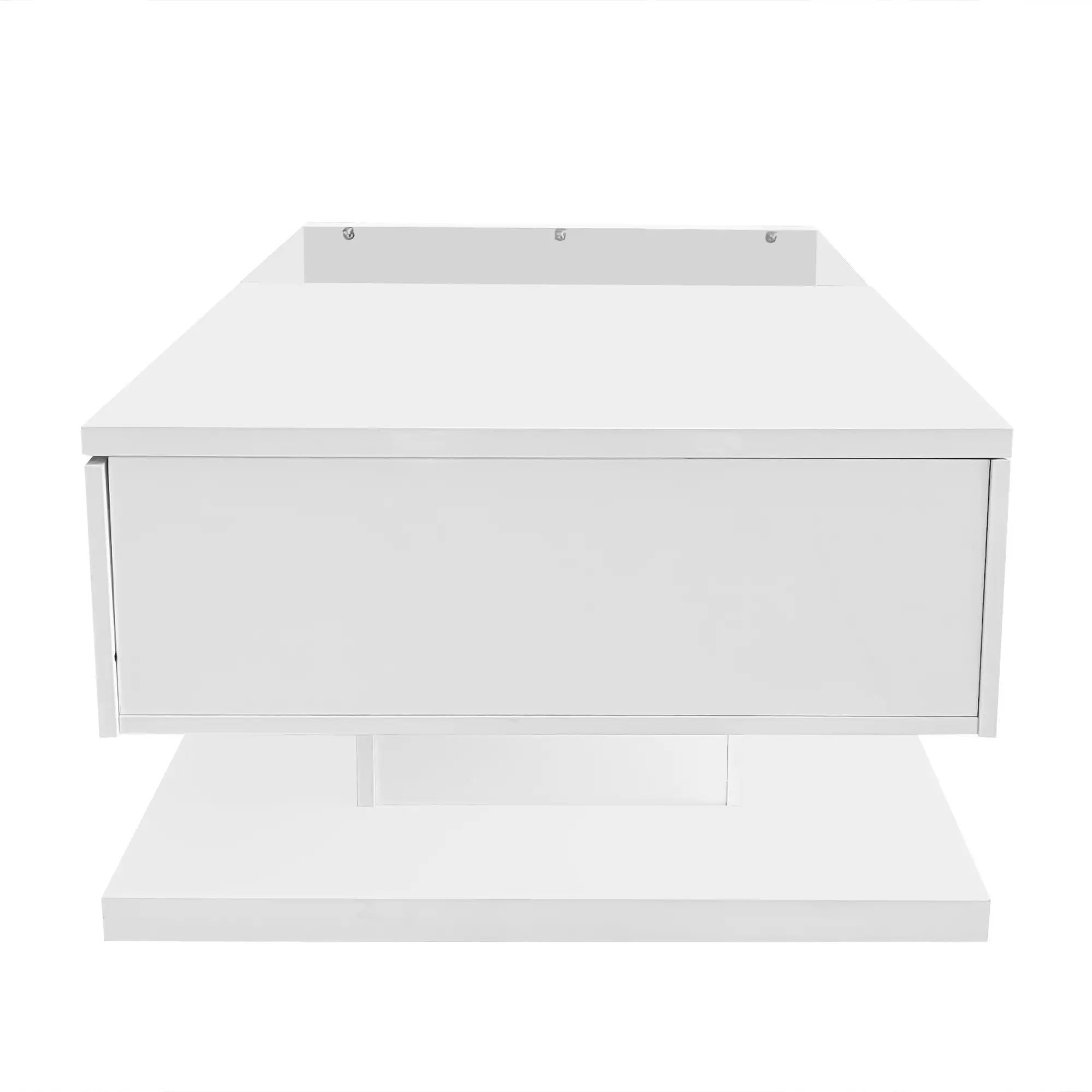 Modern Coffee Table, Glass LED Effect, Storage, 41.5