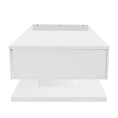Modern Coffee Table, Glass LED Effect, Storage, 41.5" L x 21.5" W x 12.5" H, White Coffee Tables at Gallery Canada