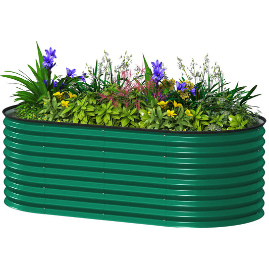 Galvanized Raised Garden Bed, 5 x 2.5 x 2 ft, Oval Planter Box, Dark Green Galvanized Planter Boxes Dark Green at Gallery Canada
