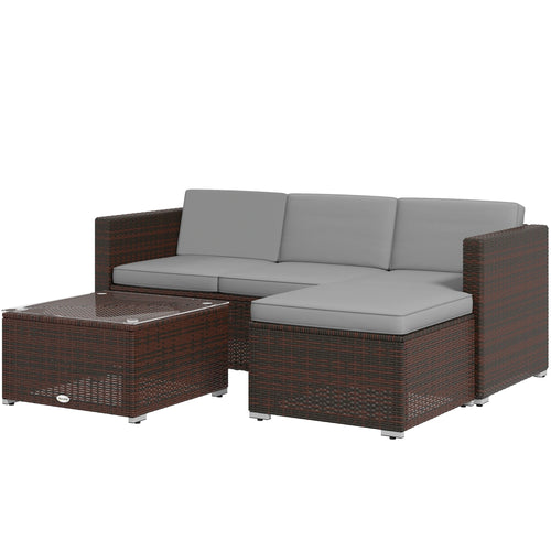 Patio Furniture, Corner Sofa Set with Soft Cushions, Grey