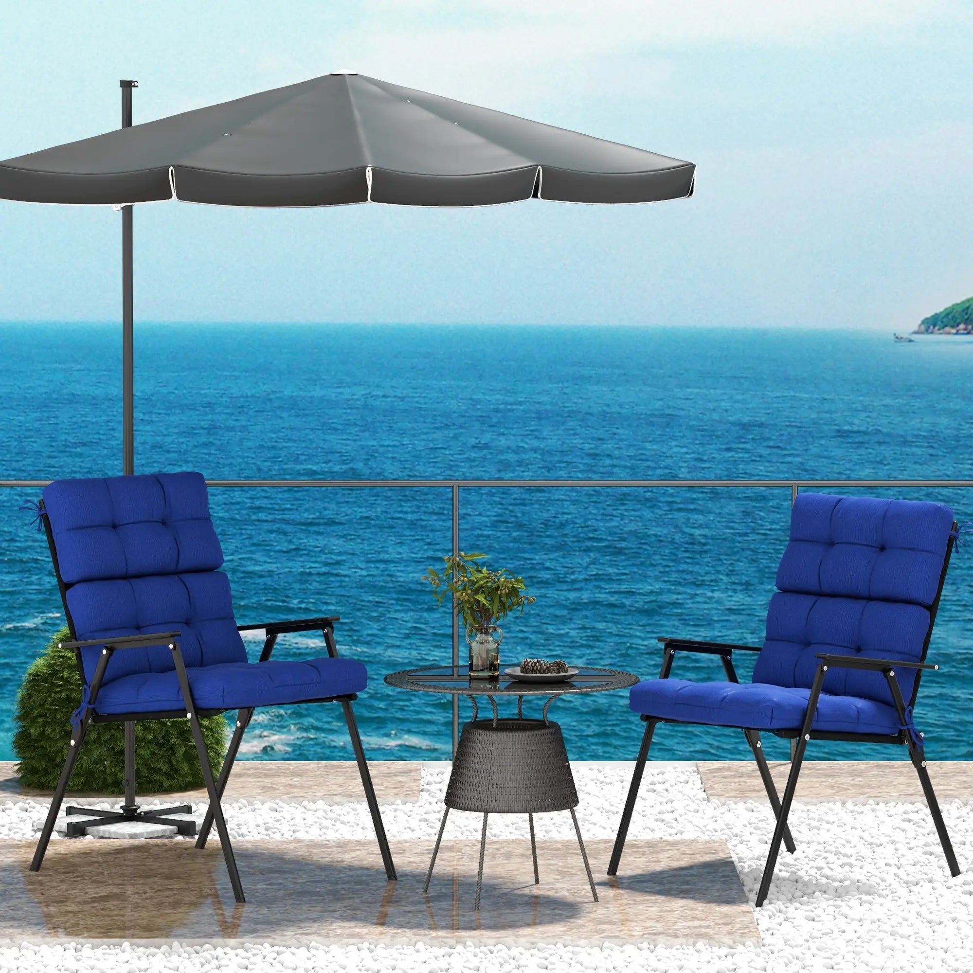 2-Piece Back Seat Cushion, Outdoor Patio Chair Set, Navy Blue Patio Chair Cushions at Gallery Canada