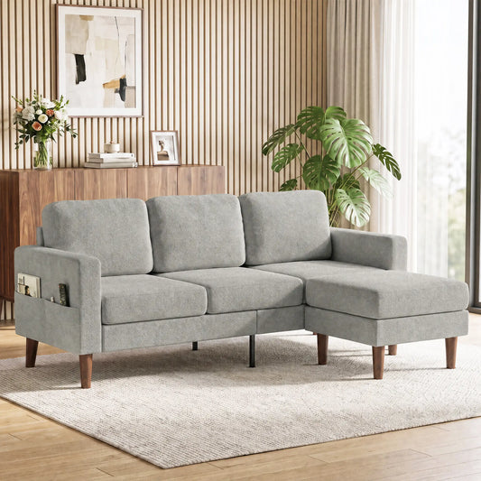 78 In L Shaped 3 Seater Sofa with Ottoman, Grey L Shaped Couchs Grey at Gallery Canada