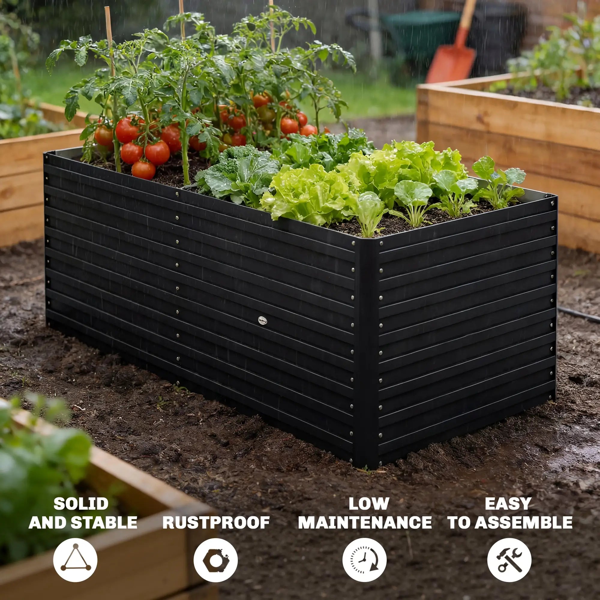 5' x 3' x 2' Galvanized Raised Garden Bed, Black Planter Box, Black Galvanized Planter Boxes at Gallery Canada