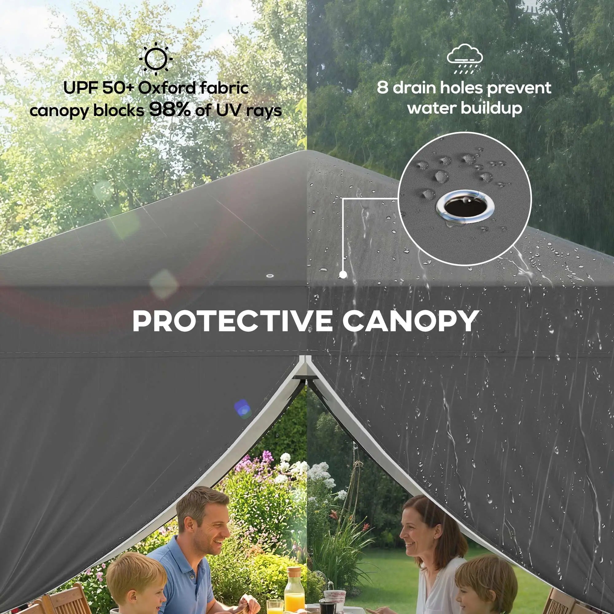 8.2 x 8.2 ft Pop Up Canopy Tent, 4 Sidewalls, UPF 50+, Sandbags, Dark Grey Pop Up Canopies at Gallery Canada