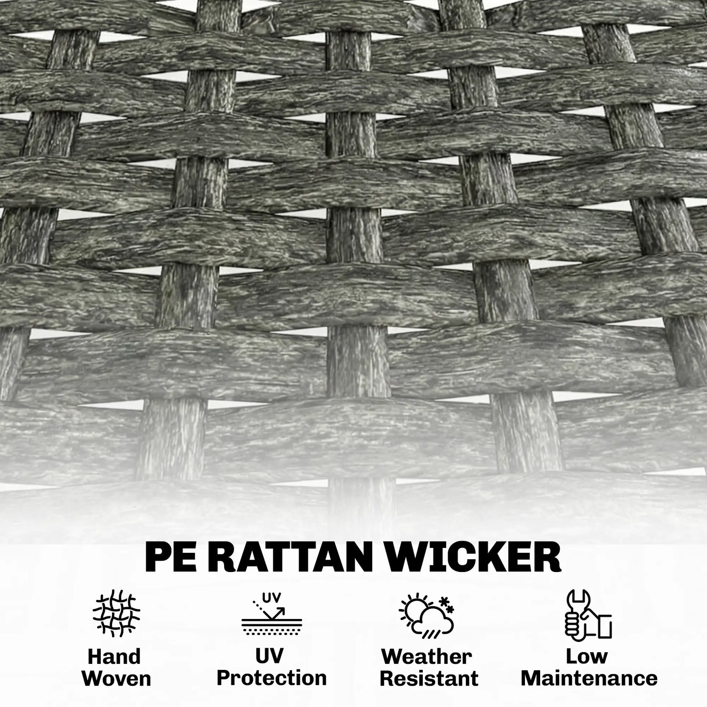 3 Piece Wicker Patio Set, Steel Table, Rattan Outdoor Furniture, Grey Bistro Sets at Gallery Canada