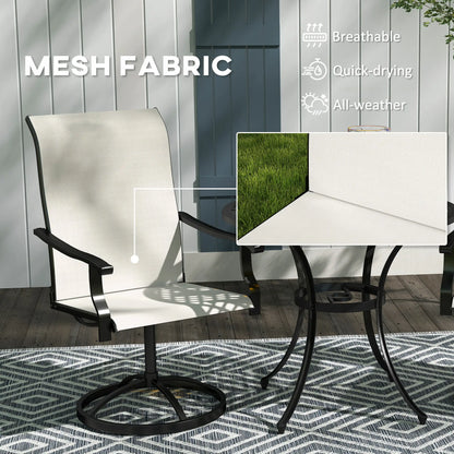 Outdoor Swivel Dining Chairs Set Of 2, High Back All Weather Mesh, White Bistro Sets at Gallery Canada