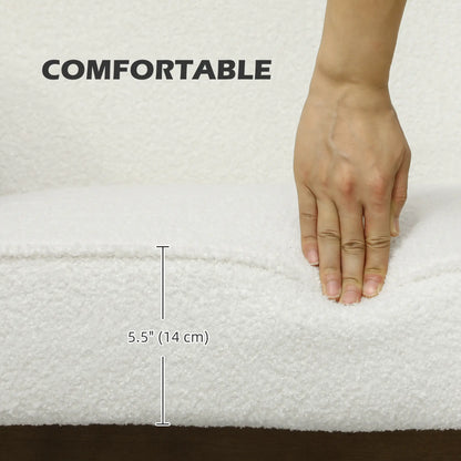 Boucle Fabric 2 Seater Sofa, Small Loveseat, Thick Padding, Wood Legs, Cream White 2-Seater Sofas at Gallery Canada