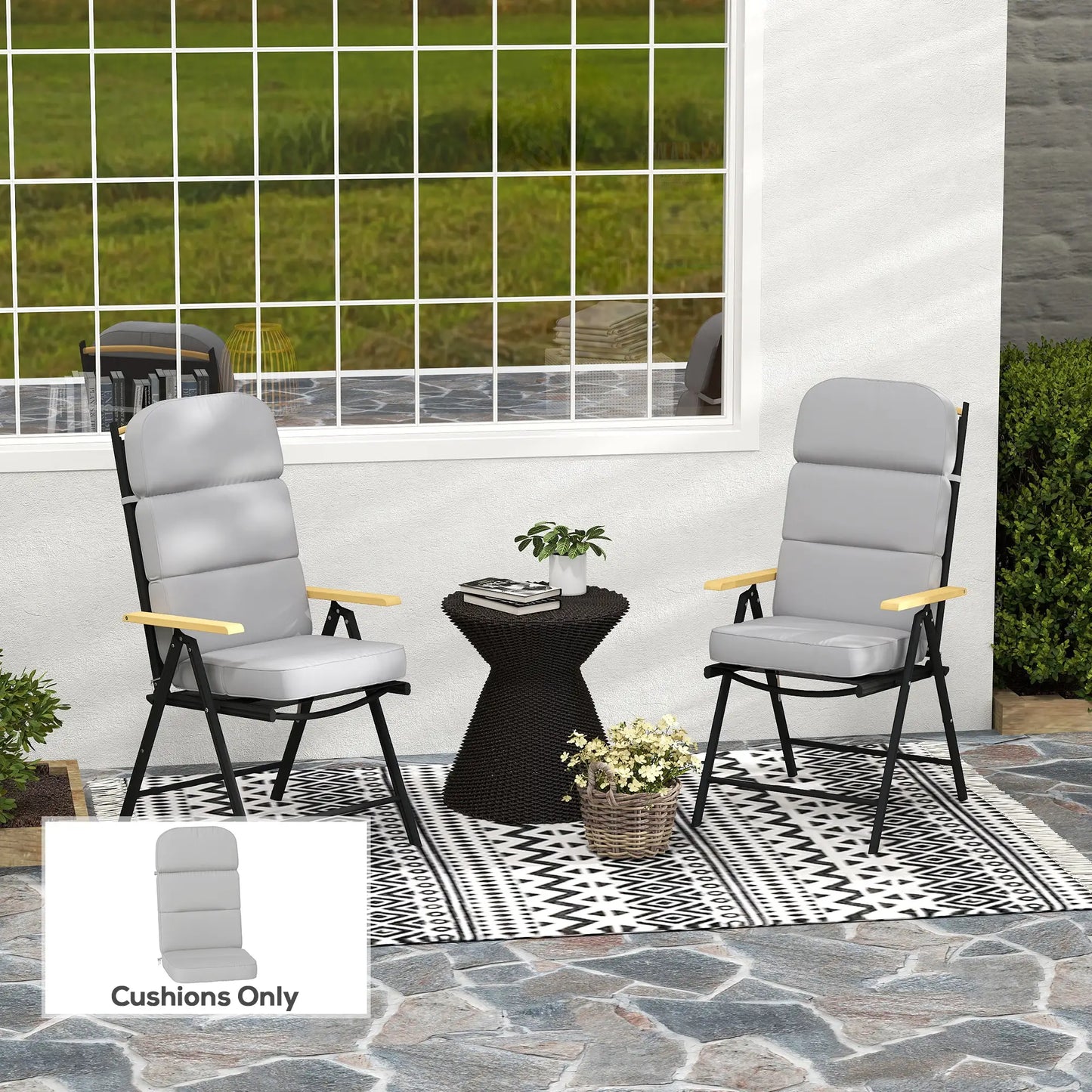 Outdoor Seat Cushion with Back, UPF 20+, Non-Slip, Light Grey Patio Chair Cushions at Gallery Canada