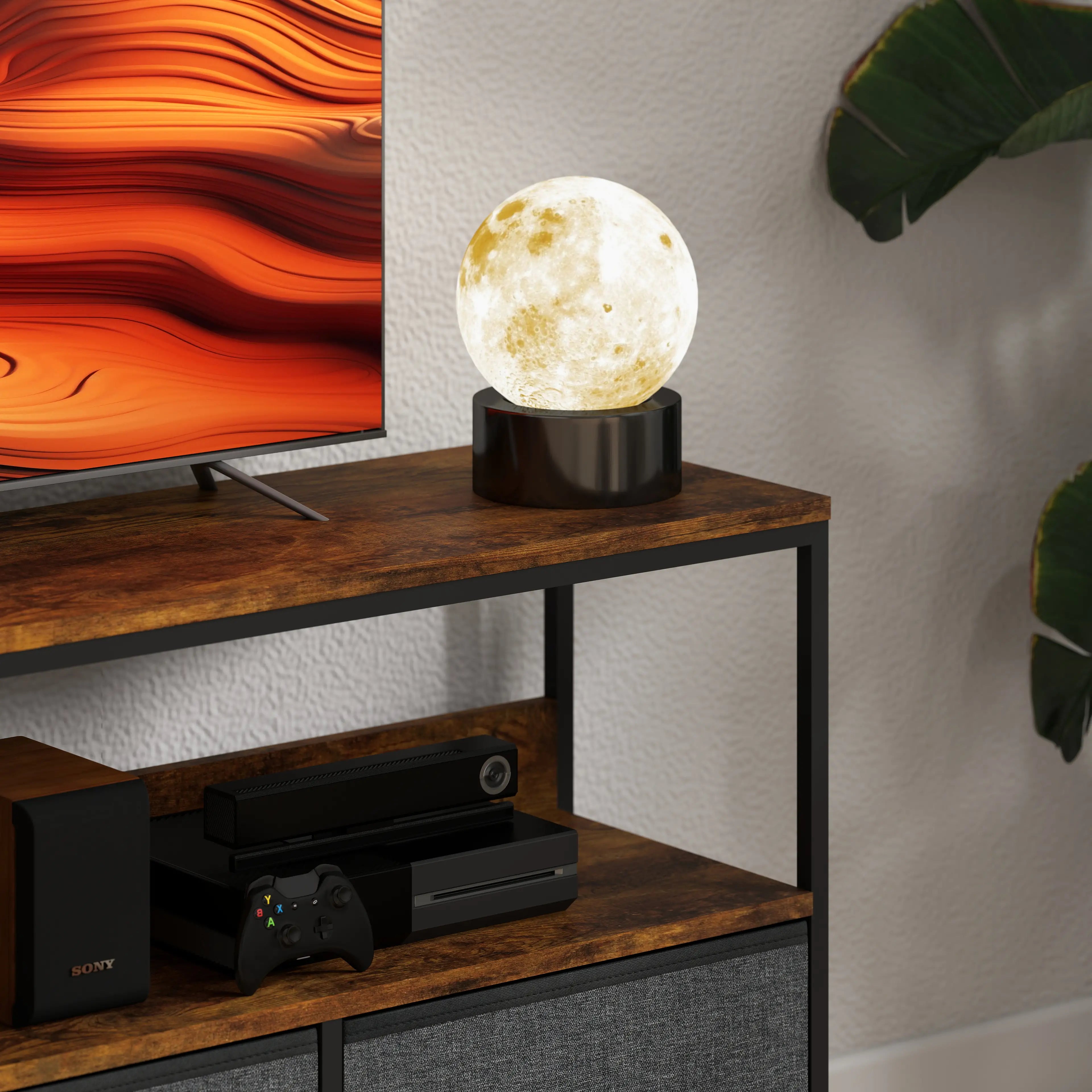 TV Stand with Charging Station, 3 Foldable Drawers, 55 Inch, Rustic Brown TV Stands at Gallery Canada