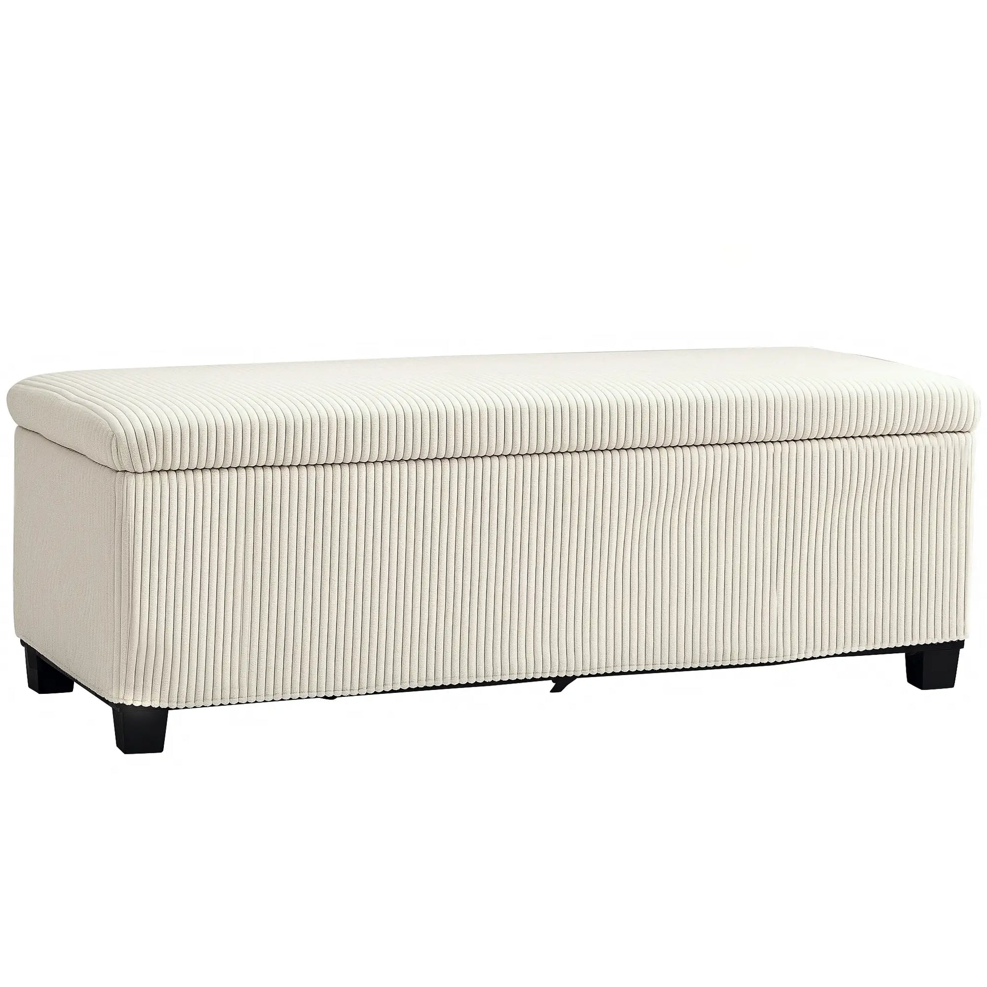 44 Inches Ottoman with Storage, Lid, Legs, Corduroy Bench, Beige Storage Ottomans & Benches at Gallery Canada