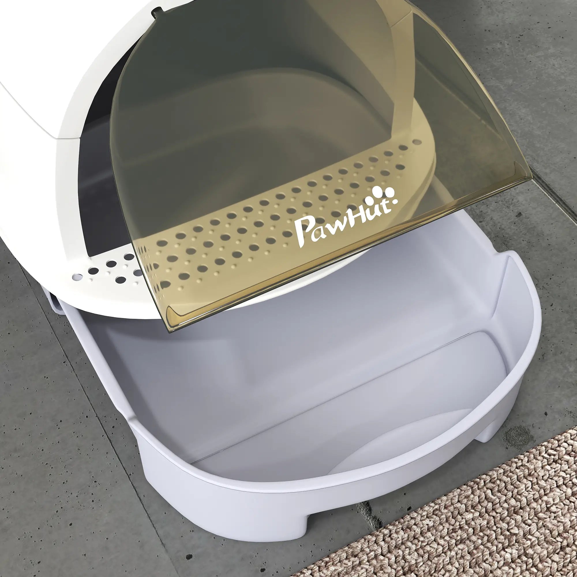 Cat Litter Box with Lid, Front Door Flap, Scoop, Grey Cat Litter Box Enclosures at Gallery Canada