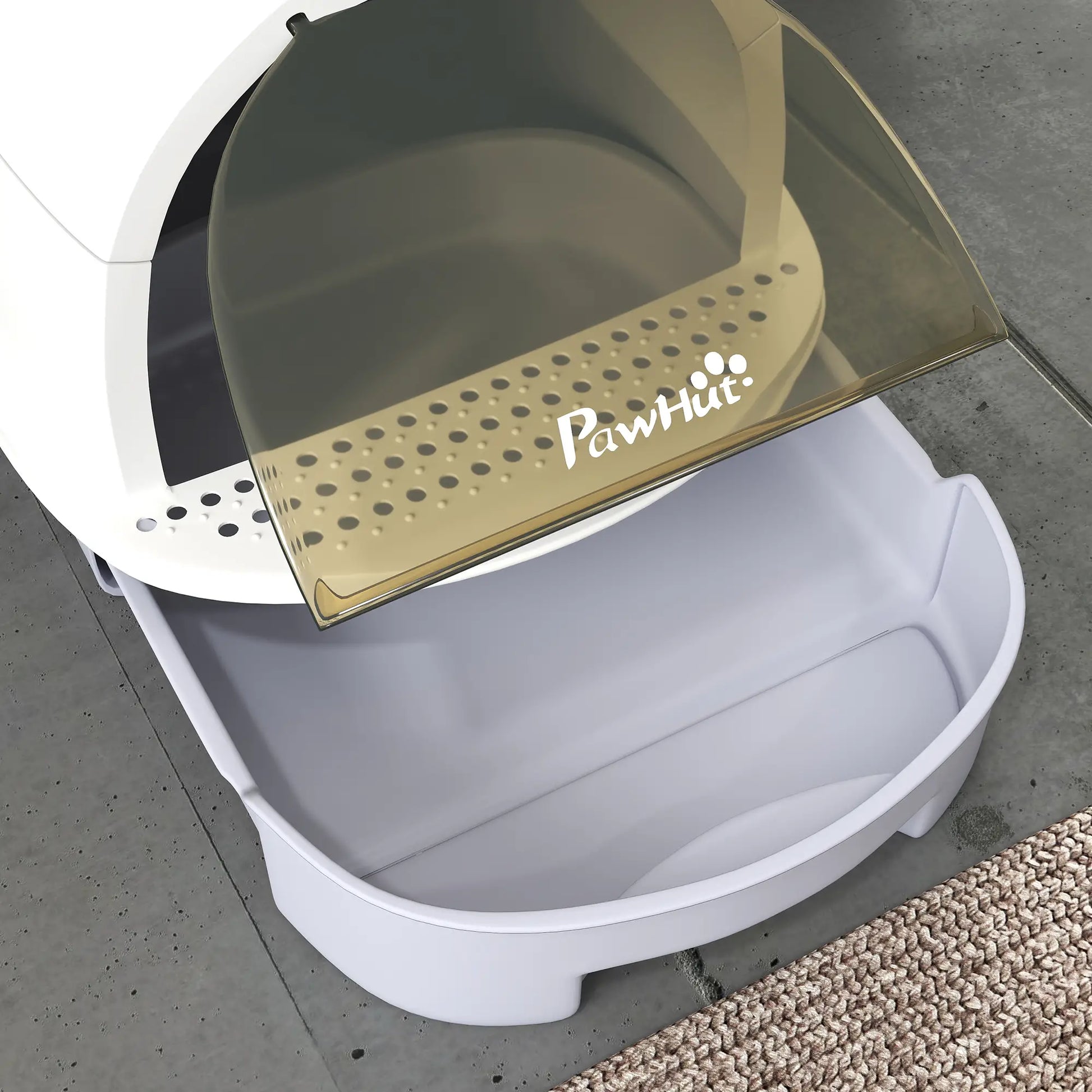 Cat Litter Box with Lid, Front Door Flap, Scoop, Grey Cat Litter Box Enclosures at Gallery Canada