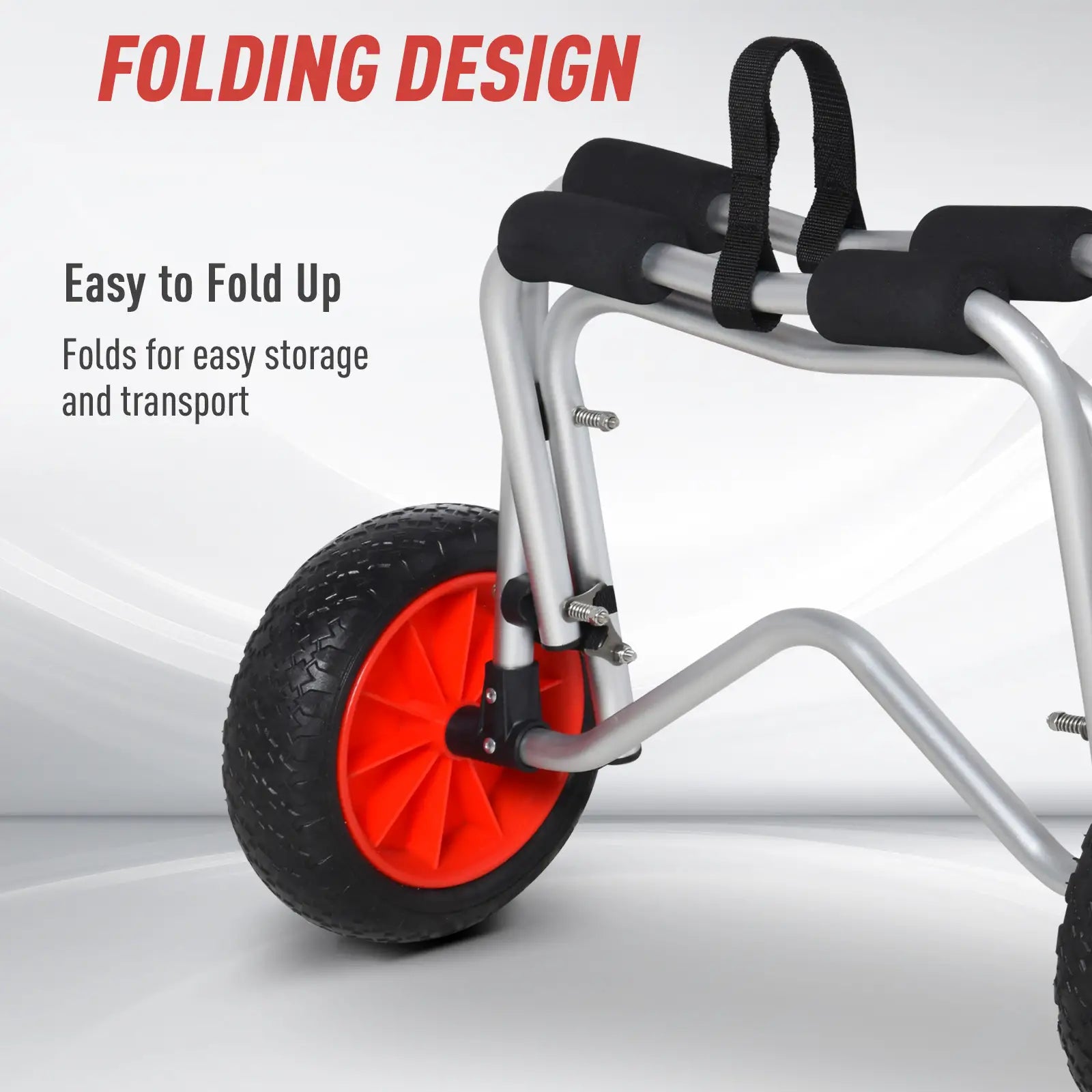 Foldable Kayak Cart, Aluminum Canoe Carrier, NO-Flat Wheel, Silver Kayak Carts at Gallery Canada