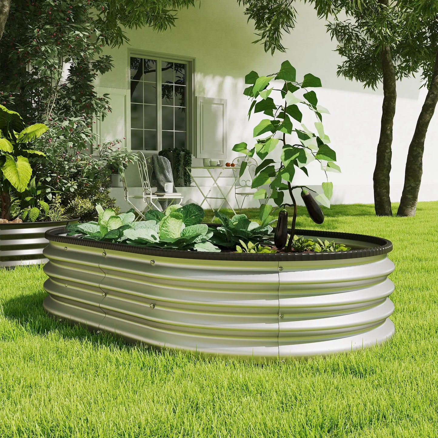 2Pcs Galvanized Raised Garden Bed, 5x3x1 ft, Silver Galvanized Planter Boxes at Gallery Canada