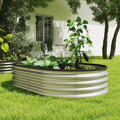 2Pcs Galvanized Raised Garden Bed, 5x3x1 ft, Silver Galvanized Planter Boxes at Gallery Canada