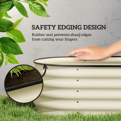 5 x 2 x 1.5 FT Galvanized Steel Raised Garden Bed, Cream White