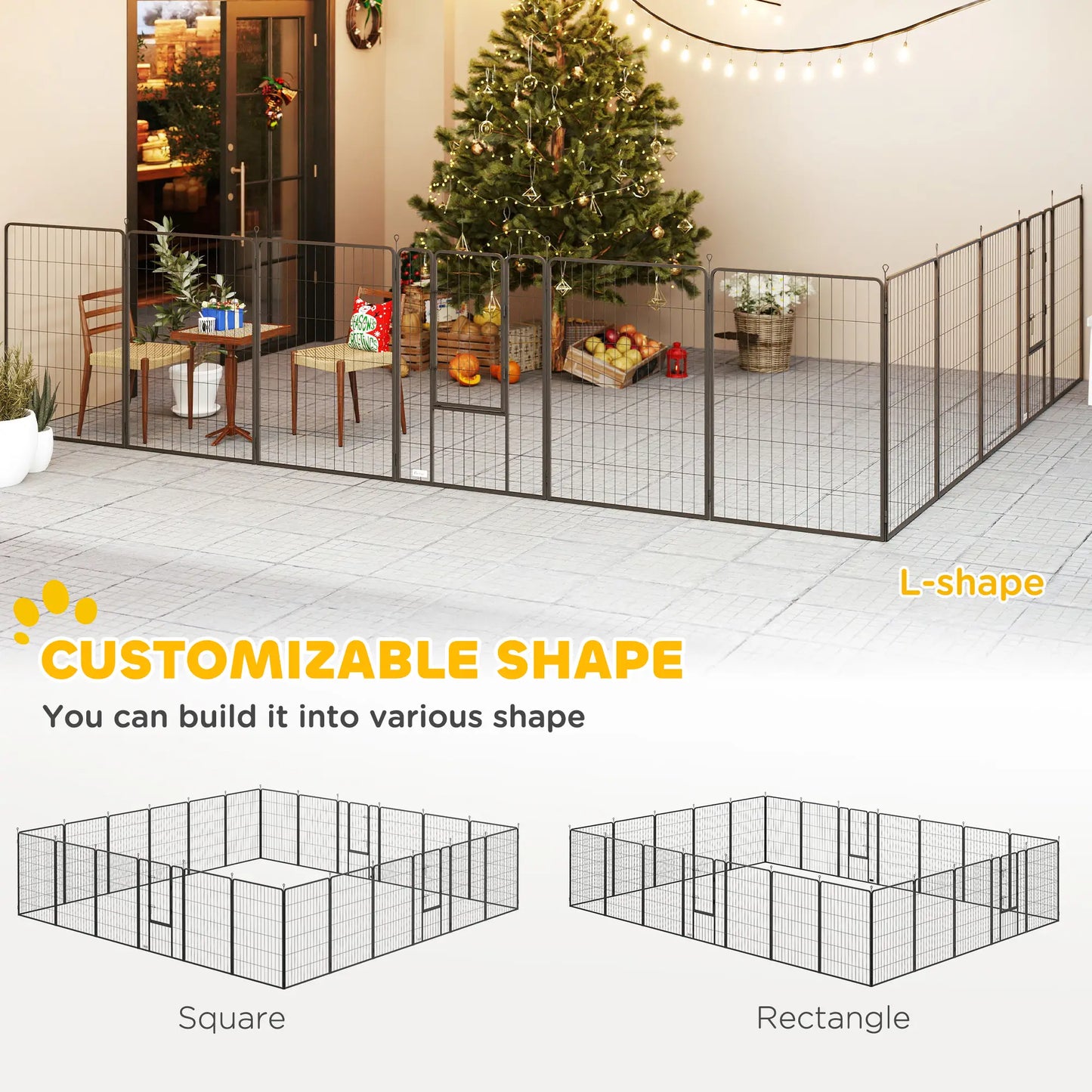 24 Panels 44.5" Height Dog Playpen, Small Medium Large Dogs, Black Houses, Kennels & Pens at Gallery Canada