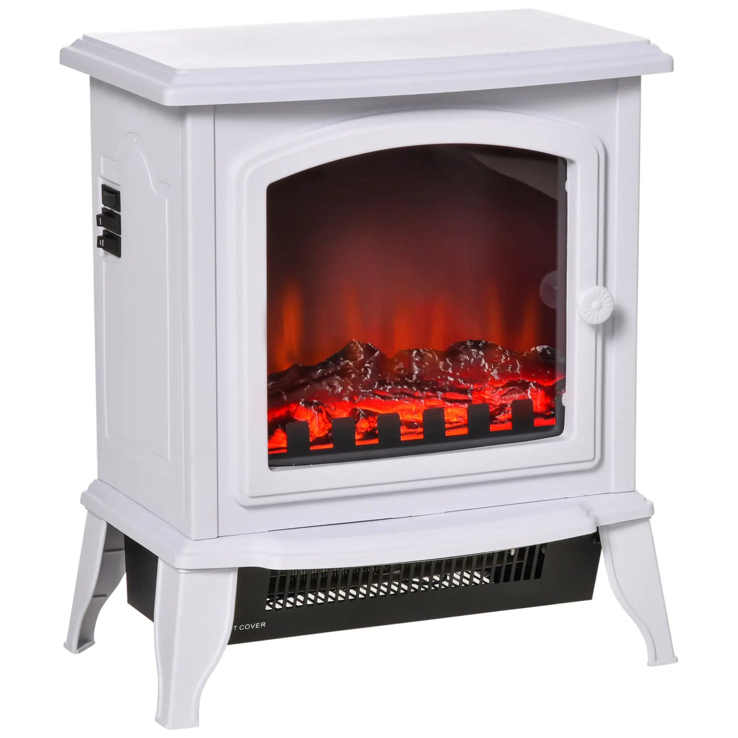 Electric Fireplace Heater, Freestanding, Realistic Flame, 750W/1500W, White Electric Fireplaces at Gallery Canada