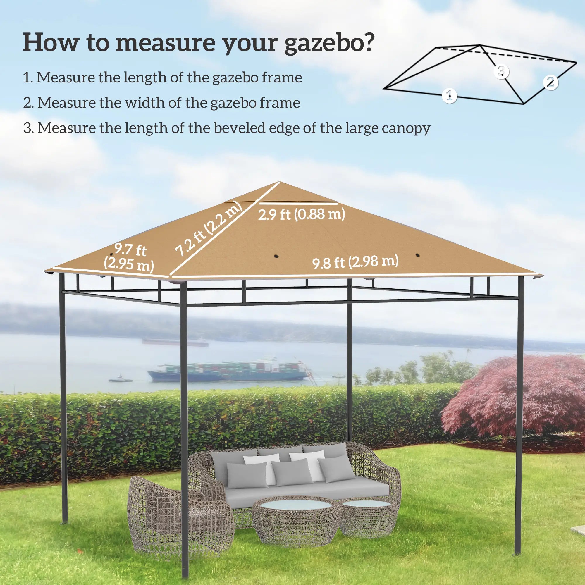 10' x 10' Gazebo Canopy Replacement, UV Protected, Beige Gazebo Canopy Replacement at Gallery Canada