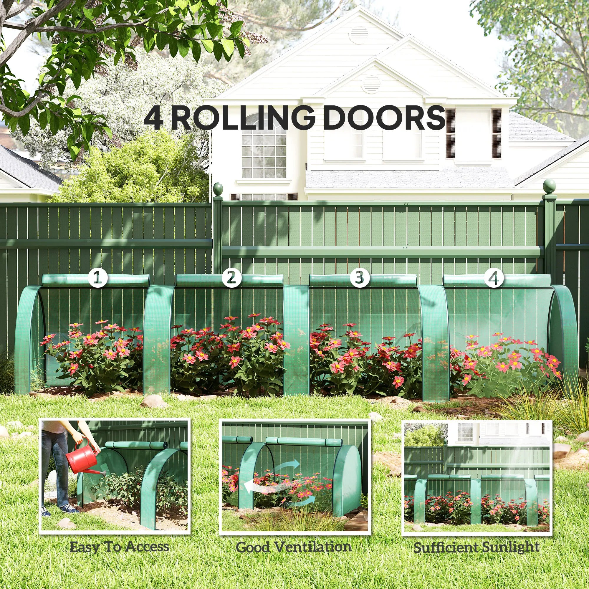 13' x 3.3' x 2.6' Mini Tunnel Greenhouse, PE Cover, Steel Frame, Zipped Doors, Green Greenhouses at Gallery Canada