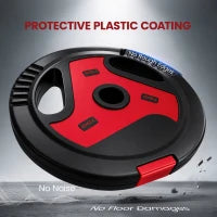 6-Piece 88 lbs Weight Plates Set, Sand-Filled, Black and Red