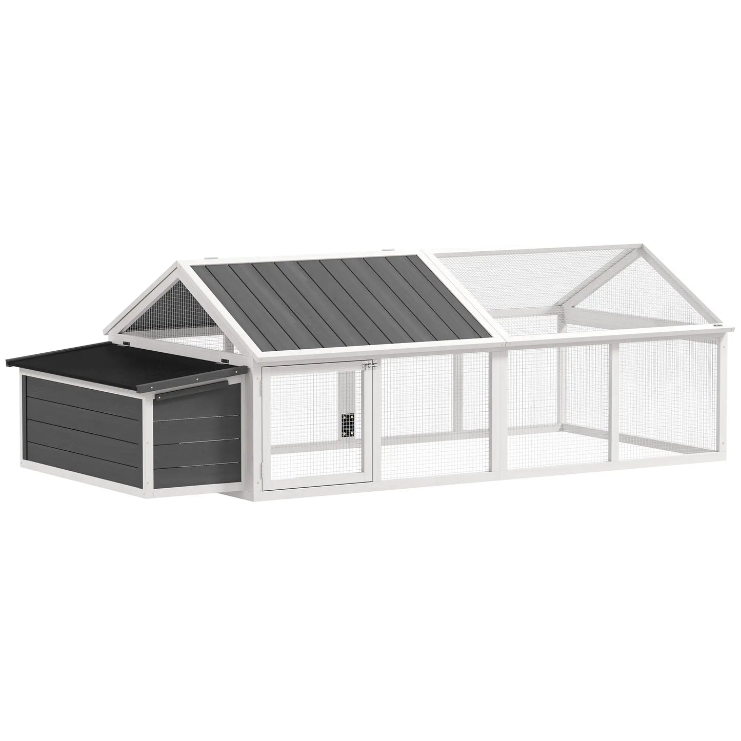 95"L Chicken Coop With Nesting Box, Wooden Roof, Side Door, For 4-8 Chickens Chicken Coops White at Gallery Canada