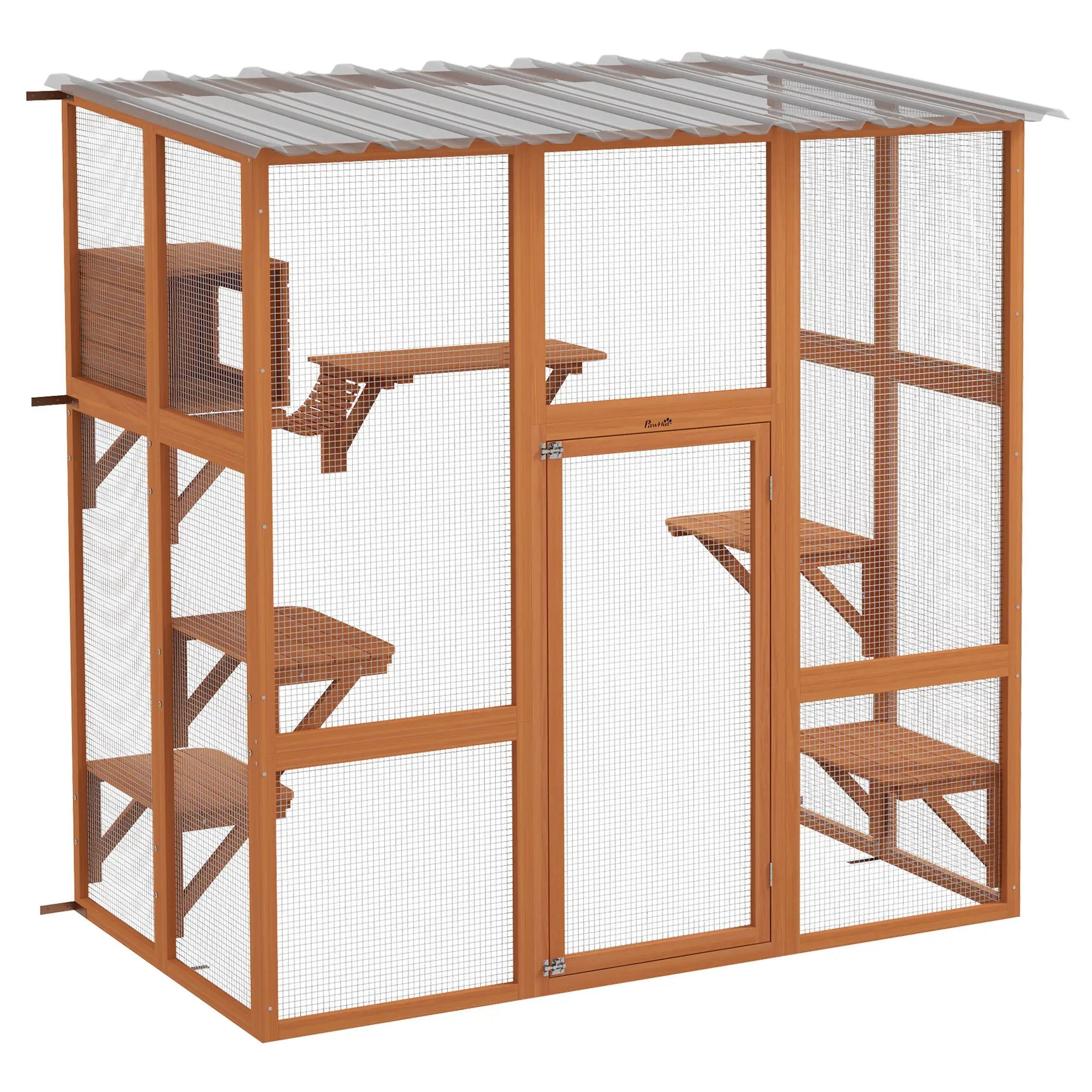 Outdoor Cat Enclosure, Window Box, Weatherproof Roof, Bridge, Resting Box, Platforms, for 2 Kittens, Orange Outdoor Cat Enclosures at Gallery Canada