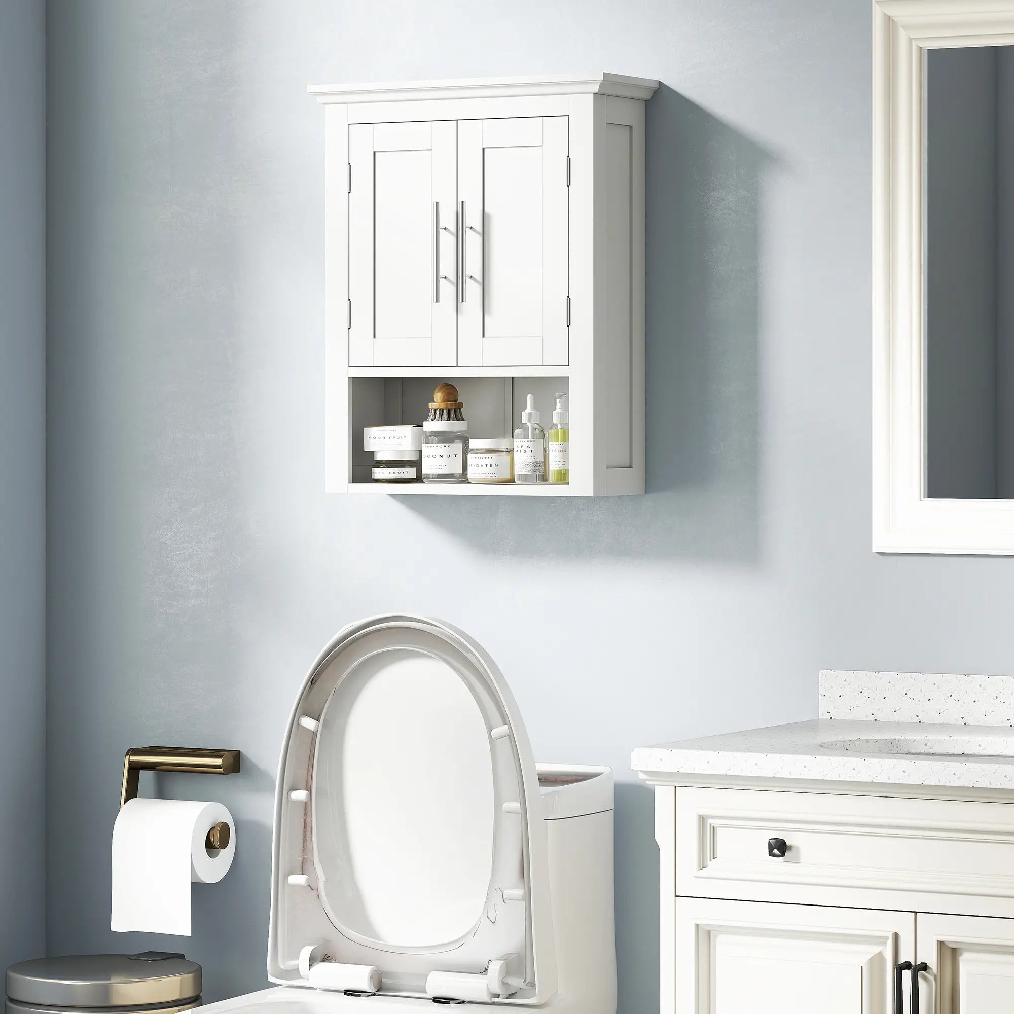 Bathroom Wall Cabinet, Medicine Cabinet with Shelf, White Wall Mounted Cabinets at Gallery Canada
