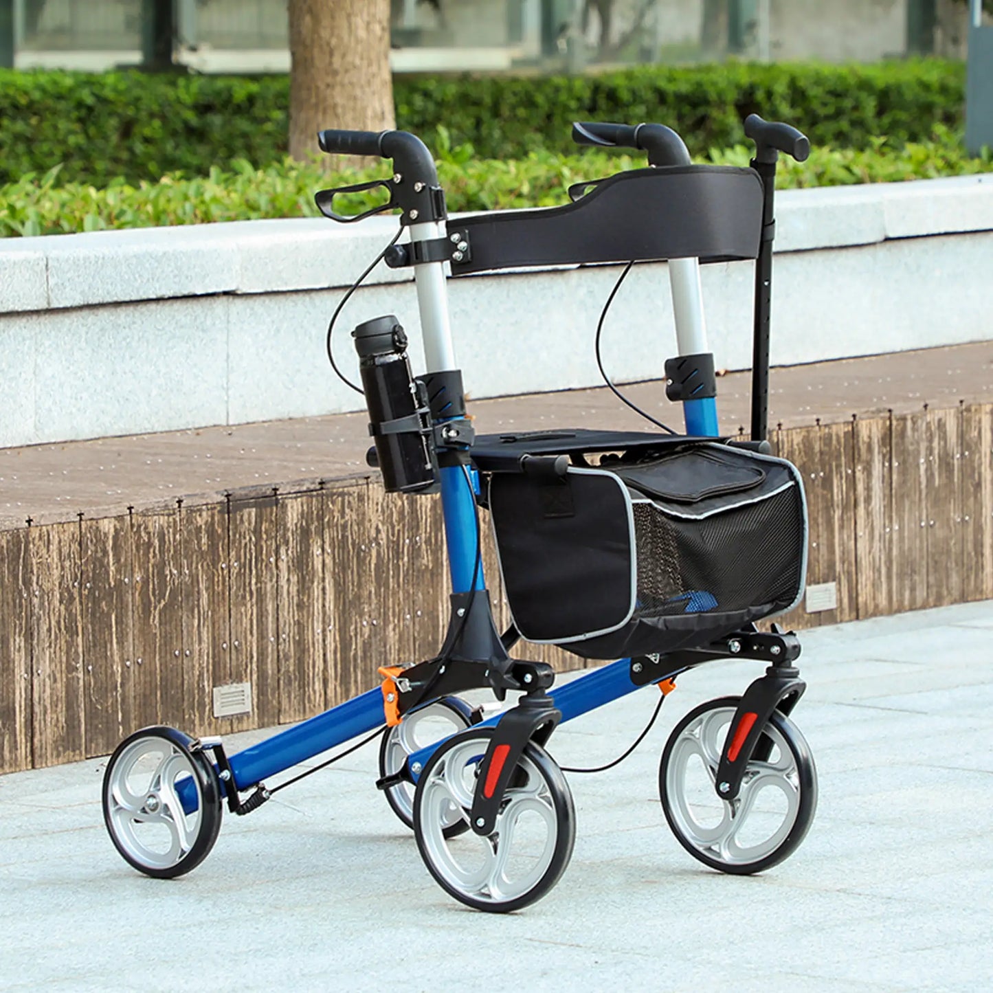 Lightweight Folding Walker, Large Seat, Adjustable Handle, Blue Knee Walker & Wheelchair Ramps at Gallery Canada