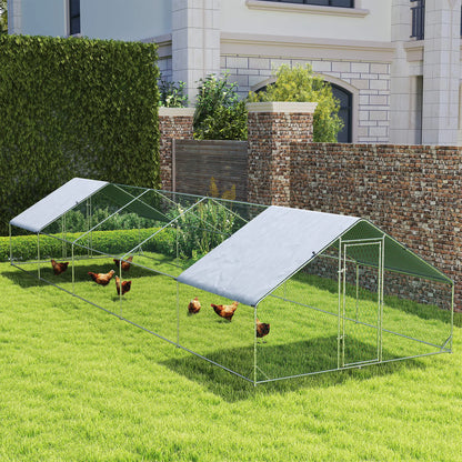 Metal Chicken Coop, Water UV Protection Cover, 9.8' x 32.8' x 6.4' Chicken Coops at Gallery Canada